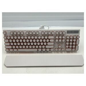 MageGee MK-STORM Mechanical Keyboard Retro Typewriter White Rose Gold Wired LED